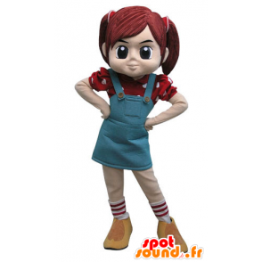 Mascotte de fille avec deux couettes et une robe - MASFR031162 - Mascottes Garçons et Filles