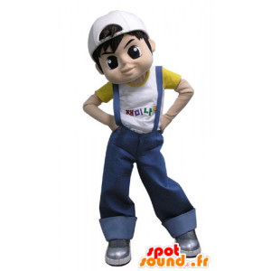 Boy mascotte, tiener, gekleed in overalls - MASFR031163 - Mascottes Boys and Girls