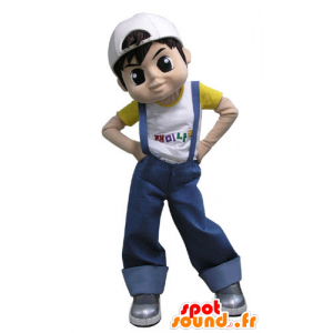 Mascot dreng, teenager, klædt i overalls - Spotsound maskot