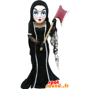 Mascot brunette bruxa com um machado - MASFR031167 - Mascotes humanos
