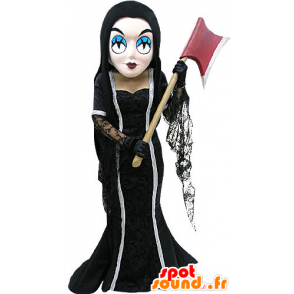 Mascot vestido de bruja de color marrón con un hacha - MASFR031167 - Mascotas humanas