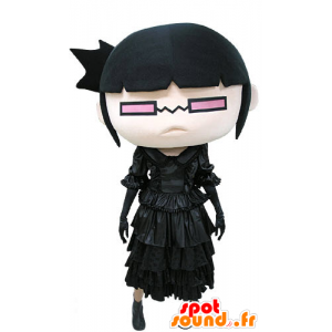 Mascotte de fillette habillée en noir, avec des lunettes - MASFR031168 - Mascottes Garçons et Filles