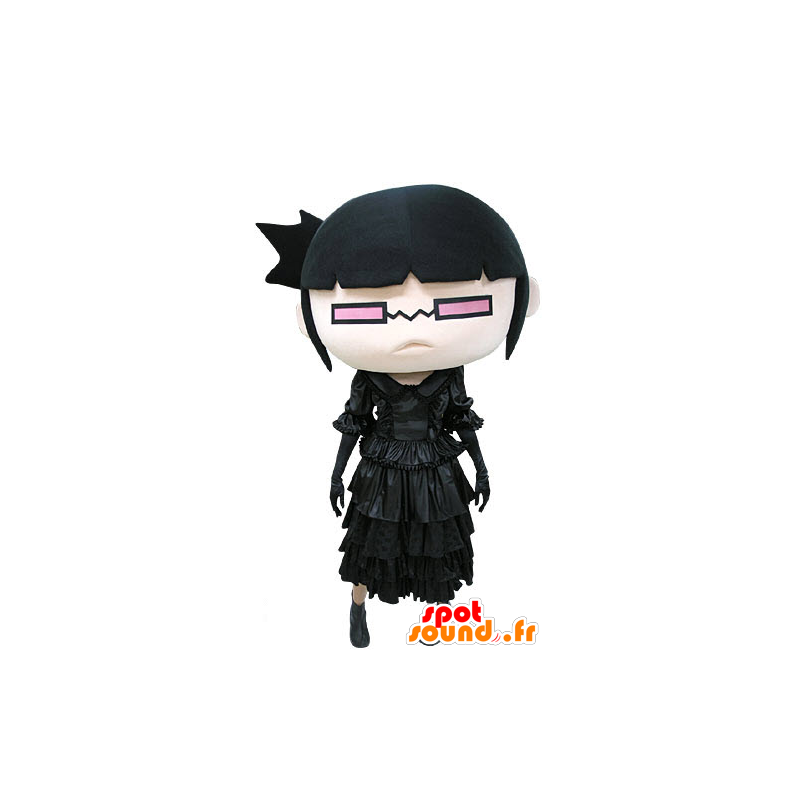 Mascotte de fillette habillée en noir, avec des lunettes - MASFR031168 - Mascottes Garçons et Filles