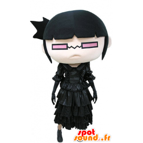 Mascot dressed in black little girl with glasses - MASFR031168 - Mascots boys and girls