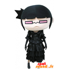 Maskot, oblečený v černém holčička s brýlemi - MASFR031168 - Maskoti chlapci a dívky