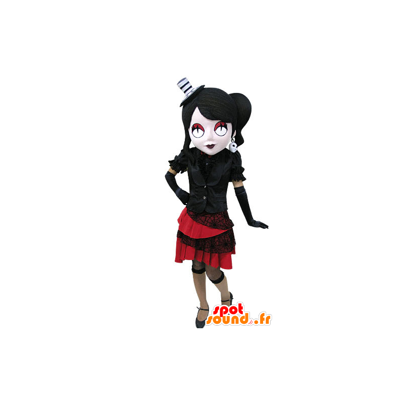 Mascot gothic woman dressed in black and red - MASFR031169 - Mascots woman