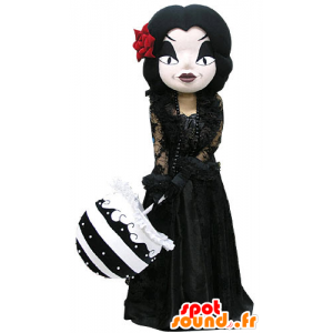 Gotisk makeup kvinde maskot, klædt i sort - Spotsound maskot