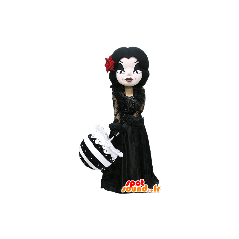 Gotisk sminkkvinnamaskot, klädd i svart - Spotsound maskot