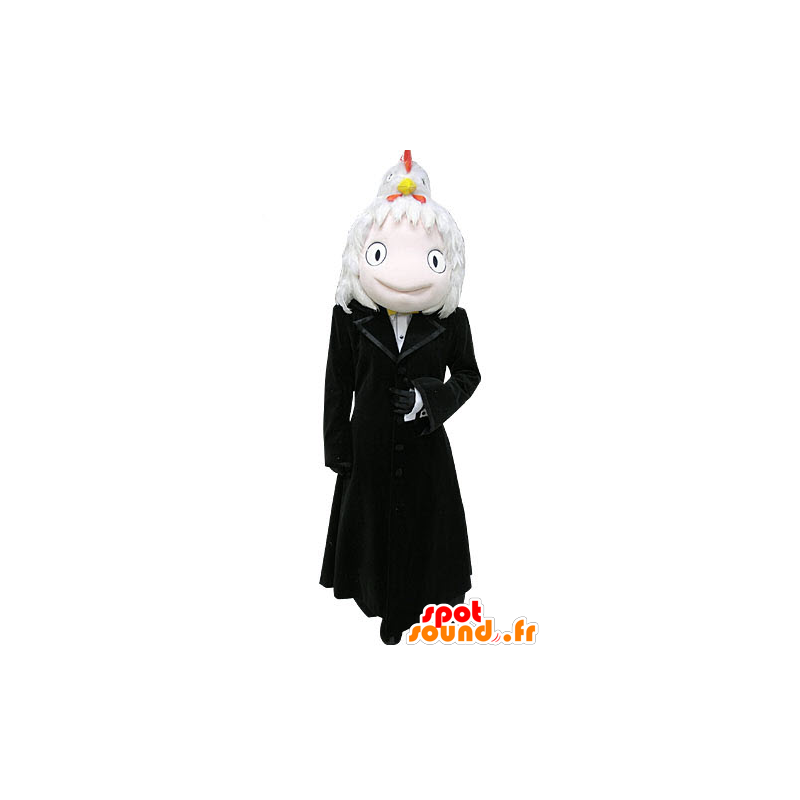 Snowman mascot smiling with a long black coat - MASFR031171 - Human mascots