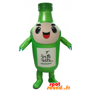 Mascotte de bouteille verte, géante et souriante - MASFR031173 - Mascottes Bouteilles