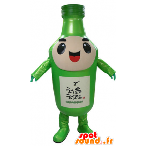 Mascotte de bouteille verte, géante et souriante - MASFR031173 - Mascottes Bouteilles