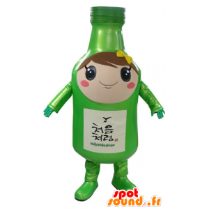 Mascota de la botella verde, gigante, elegante y sonriente - MASFR031174 - Botellas de mascotas
