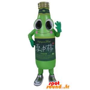 Green bottle mascot soda, smiling and funny - MASFR031176 - Mascots bottles