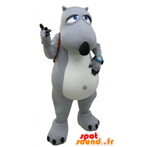 Mascot grijze en witte beer met een tas - MASFR031177 - Bear Mascot
