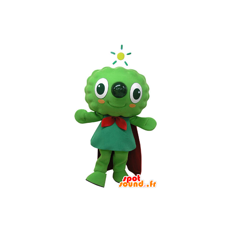 Mascote homem verde, alegre, com uma capa - MASFR031182 - Mascotes homem