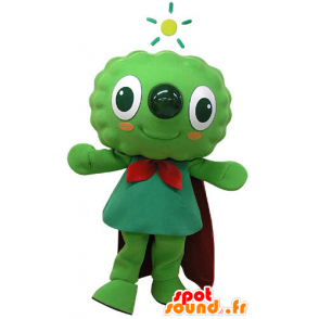 Uomo mascotte verde, solare, con un mantello - MASFR031182 - Umani mascotte