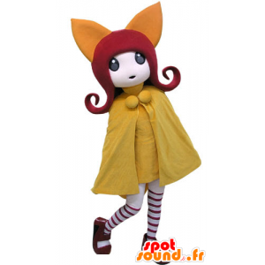 Mascot jente med rødt hår med gul frakk - MASFR031183 - Maskoter gutter og jenter