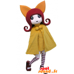 Mascot meisje met rood haar met een gele jas - MASFR031183 - Mascottes Boys and Girls