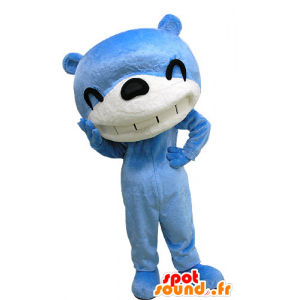 Mascotte d'ours bleu et blanc, à l'air rieur - MASFR031186 - Mascotte d'ours