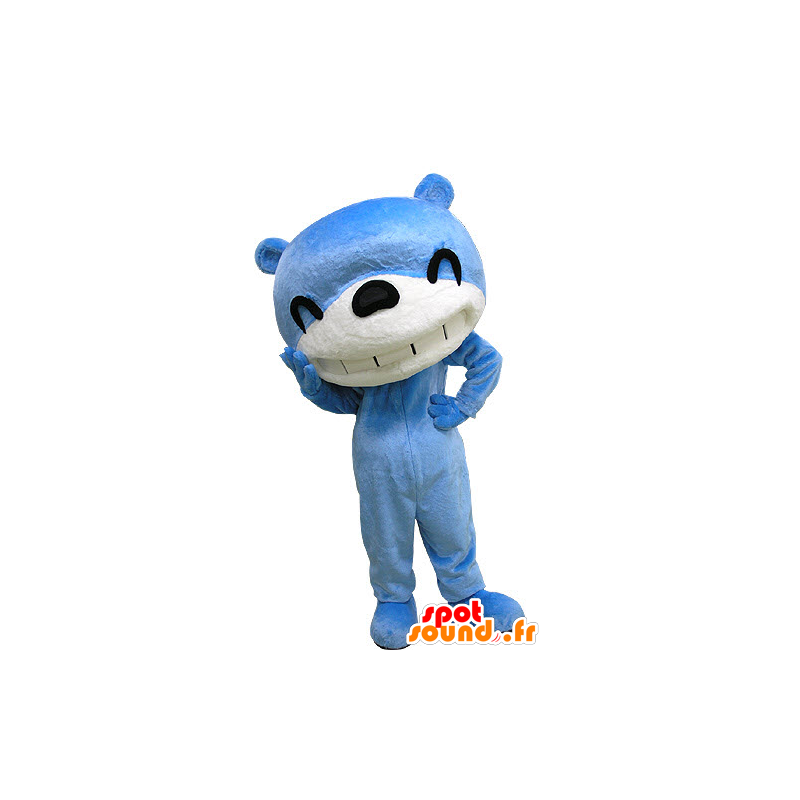 Mascot blue and white bear, laughing air - MASFR031186 - Bear mascot