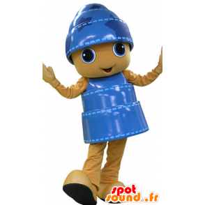 Mascot pupazzo giallo e blu, allegro - MASFR031187 - Umani mascotte