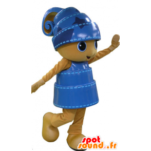 Mascot gelben und blauen Schneemann, heiter - MASFR031187 - Menschliche Maskottchen