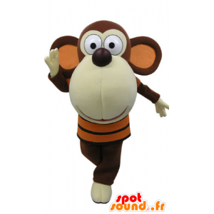 Brun og hvit ape maskot med et stort hode - MASFR031189 - Monkey Maskoter