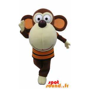 Ruskea ja valkoinen apina maskotti iso pää - MASFR031189 - monkey Maskotteja
