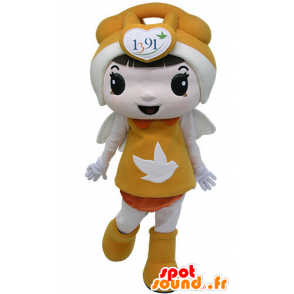 Mascote vestido de menina de laranja com asas - MASFR031192 - Mascotes Boys and Girls