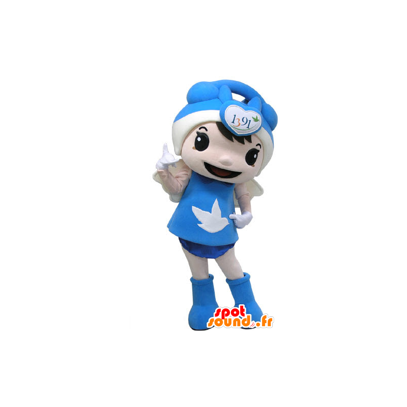 Mascot dressed in blue girl with wings - MASFR031193 - Mascots boys and girls
