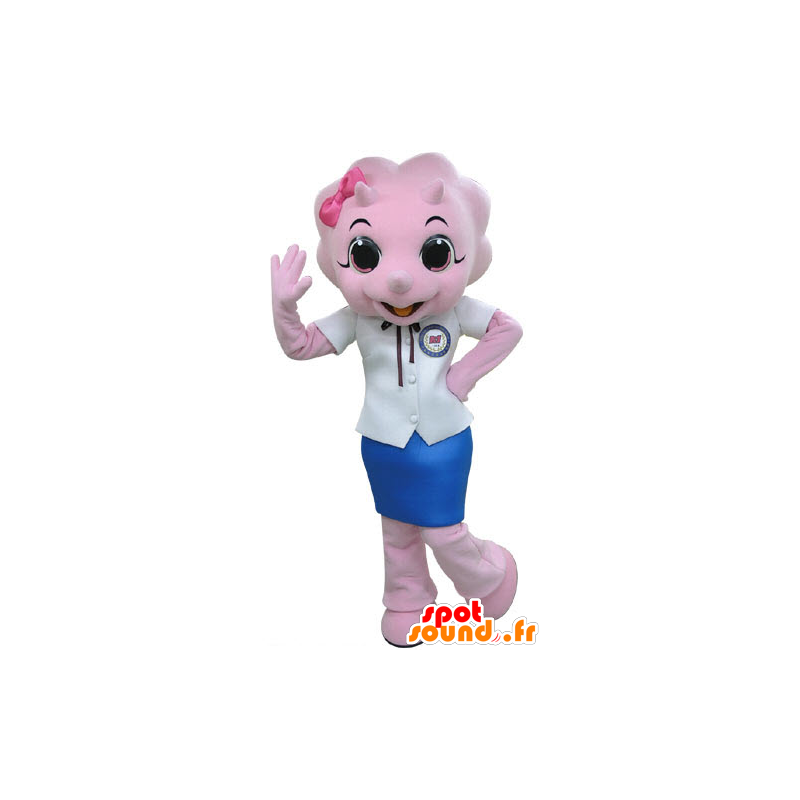 Pink rhino mascot dressed in a skirt - MASFR031194 - The jungle animals