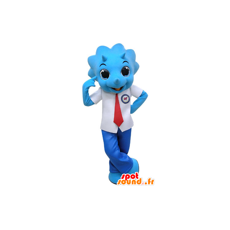 Mascotte de rhinocéros bleu, habillé en costume cravate - MASFR031195 - Animaux de la jungle