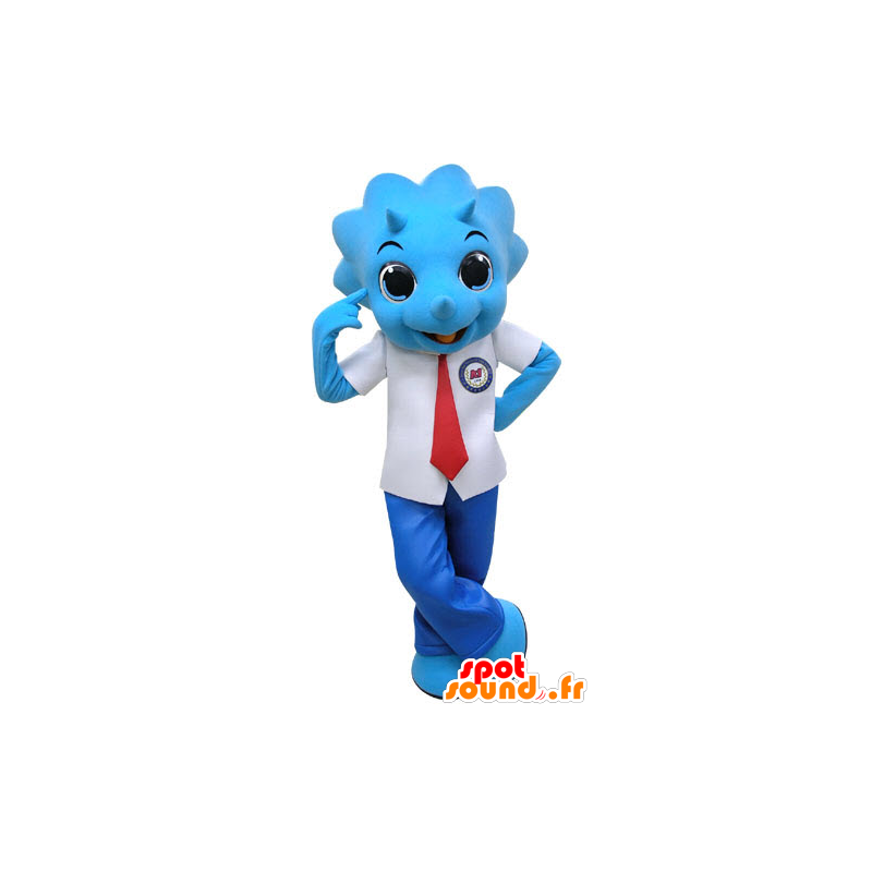 Blå næsehorn maskot, klædt i dragt og slips - Spotsound maskot