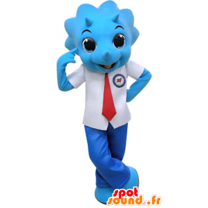 Mascot rinoceronte azul, vestido de terno e gravata - MASFR031195 - Os animais da selva