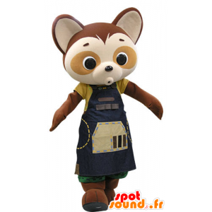 Mascotte de panda marron et beige habillé d'une robe - MASFR031197 - Mascotte de pandas