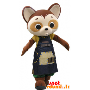 La mascota de la panda de color marrón y beige vestido con una túnica - MASFR031197 - Mascota de los pandas