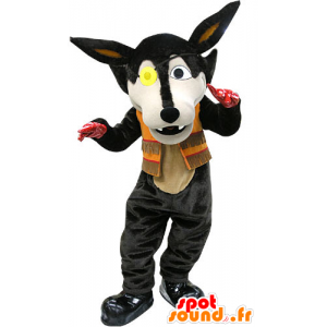 Mascot lobo negro con un parche en el ojo - MASFR031201 - Mascotas lobo