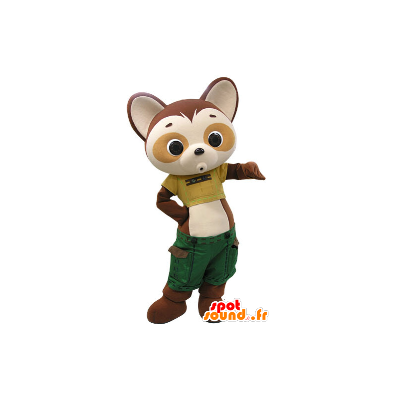 Mascotte de panda marron et beige habillé d'un short vert - MASFR031202 - Mascotte de pandas Mascotte de panda marron et beige habillé d'un short vert - MASFR031202 - Mascotte de pandas