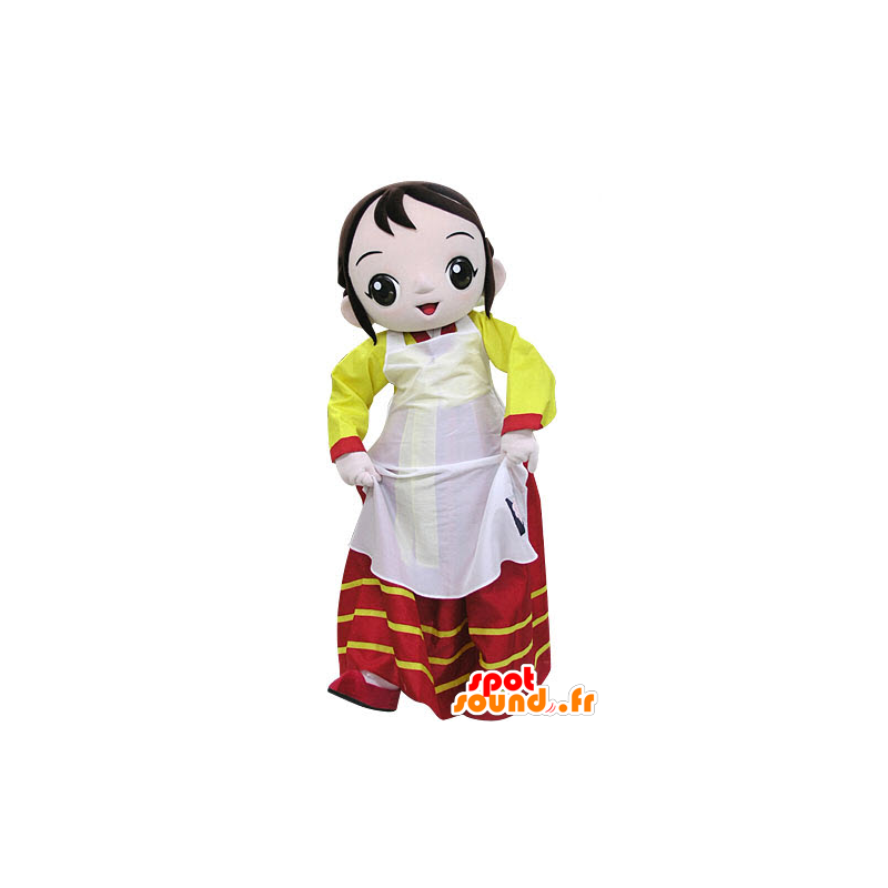Mascot vrouw draagt ​​een kleurrijke jurk - MASFR031211 - Vrouw Mascottes
