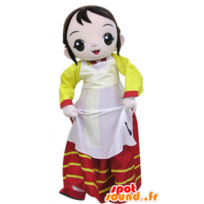 Maskottchen Frau mit einem bunten Kleid - MASFR031211 - Maskottchen-Frau