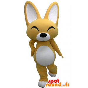 Mascotte de renard jaune et blanc. Mascotte de chiot - MASFR031223 - Mascottes Renard