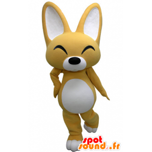 Żółty i biały fox maskotka. szczeniak maskotka - MASFR031223 - Fox Maskotki