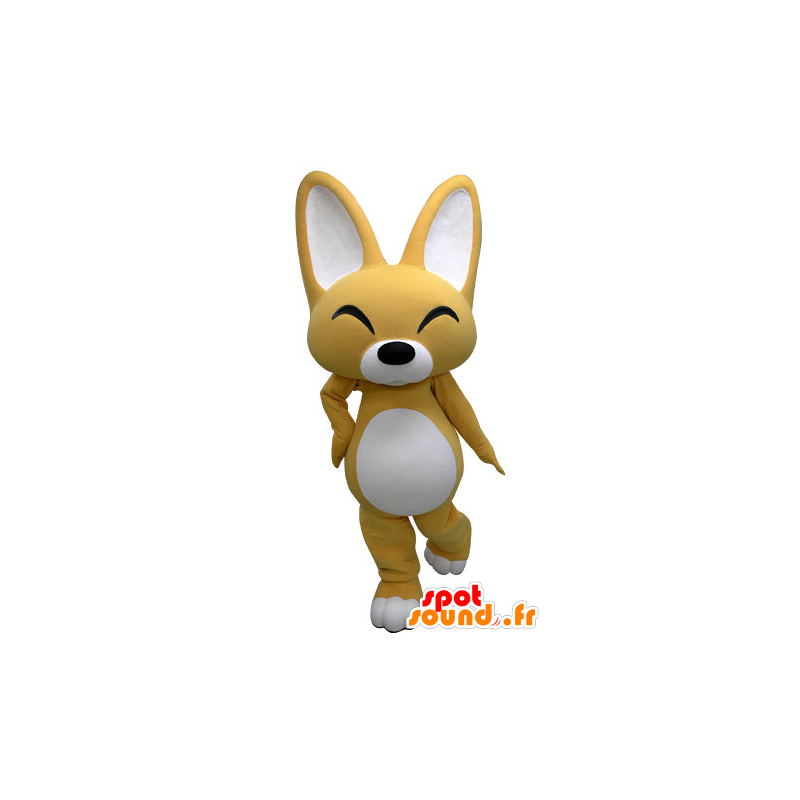 Mascotte de renard jaune et blanc. Mascotte de chiot - MASFR031223 - Mascottes Renard