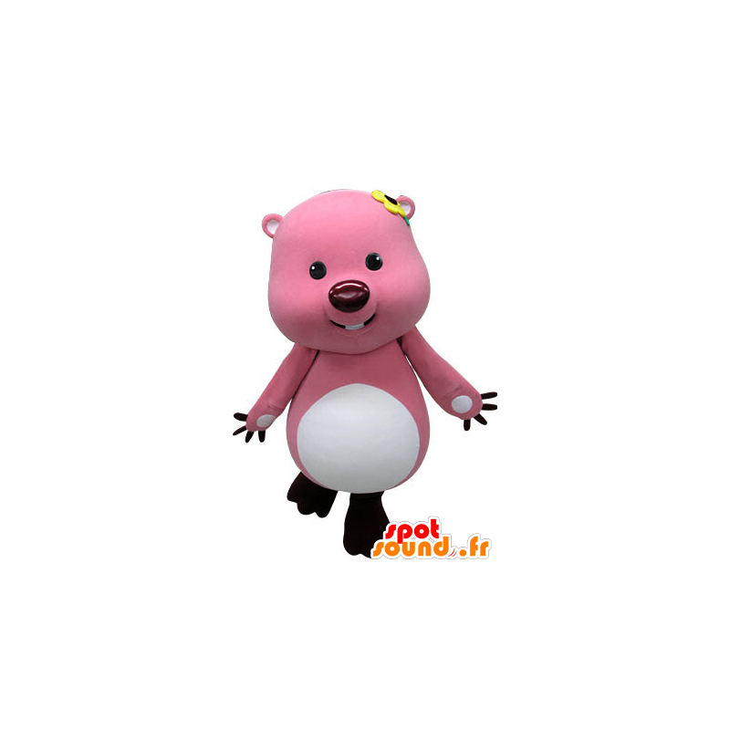 La mascota de color rosa y blanco castor. mascota de la nutria - MASFR031227 - Mascotas castores