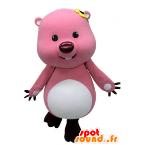 Pink and white beaver mascot. Otter mascot - MASFR031227 - Beaver mascots