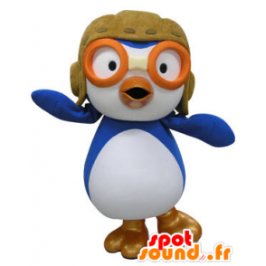 Mascot blauwe en witte vogel, vlieger outfit - MASFR031228 - Mascot vogels