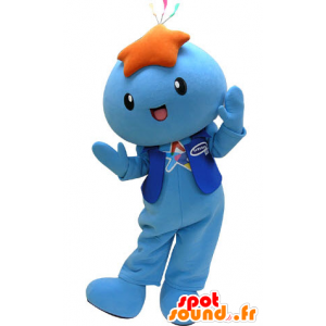 Pupazzo mascotte blu con...