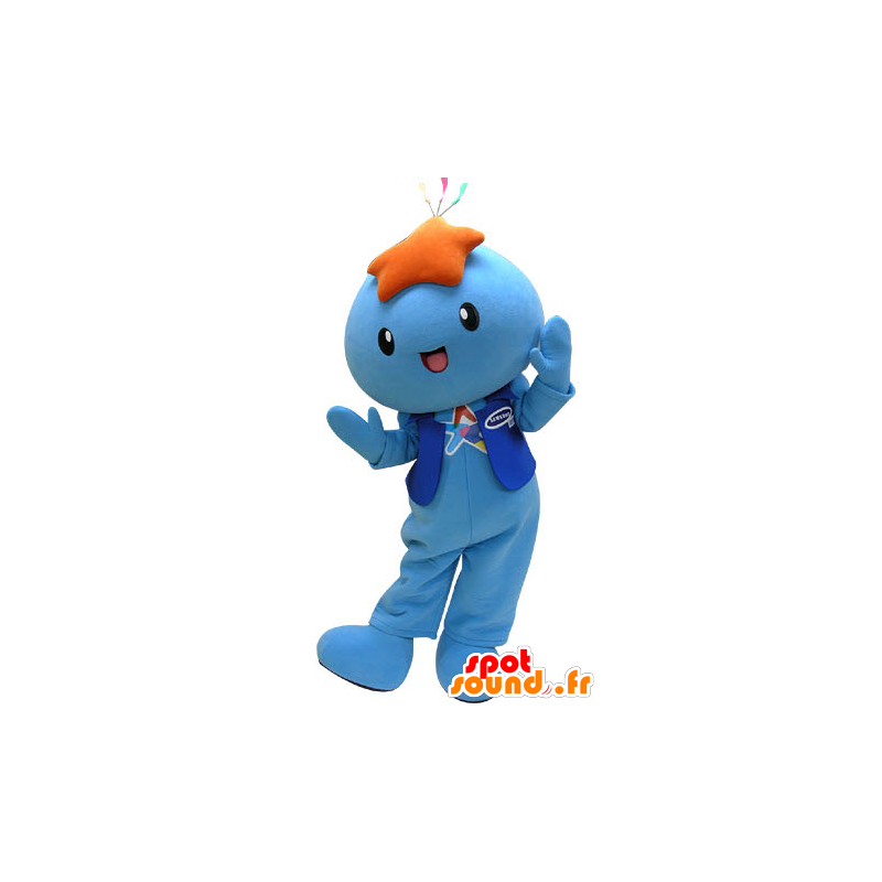 Azul mascote do boneco de neve com uma estrela na cabeça - MASFR031229 - Mascotes homem