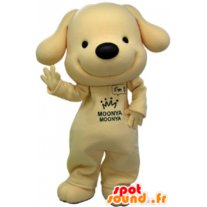 Maskotti keltainen ja musta koira, erittäin hymyilee - MASFR031231 - koira Maskotteja