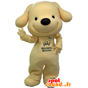 Mascotte de chien jaune et noir, très souriant - MASFR031231 - Mascottes de chien